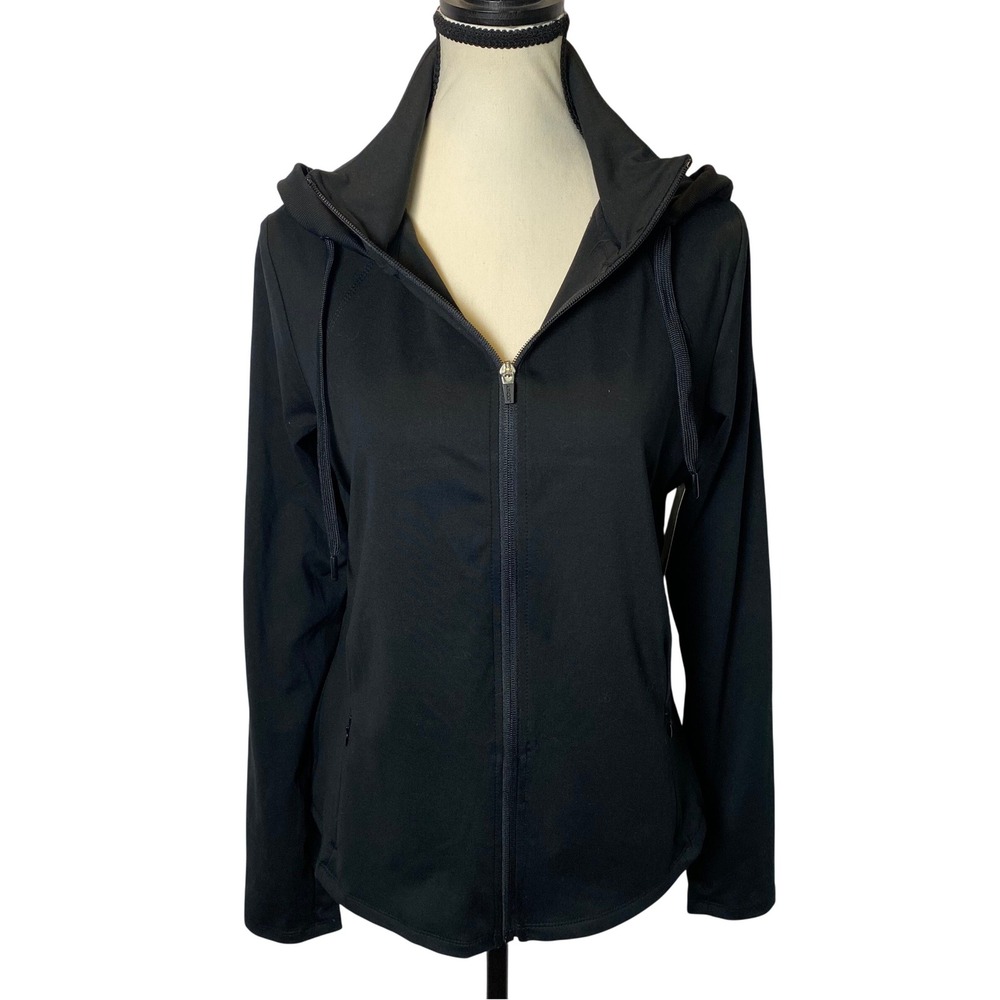 Jockey After Class Jacket Women Medium Black Full Zip Hoodie Activewear Gym Yoga